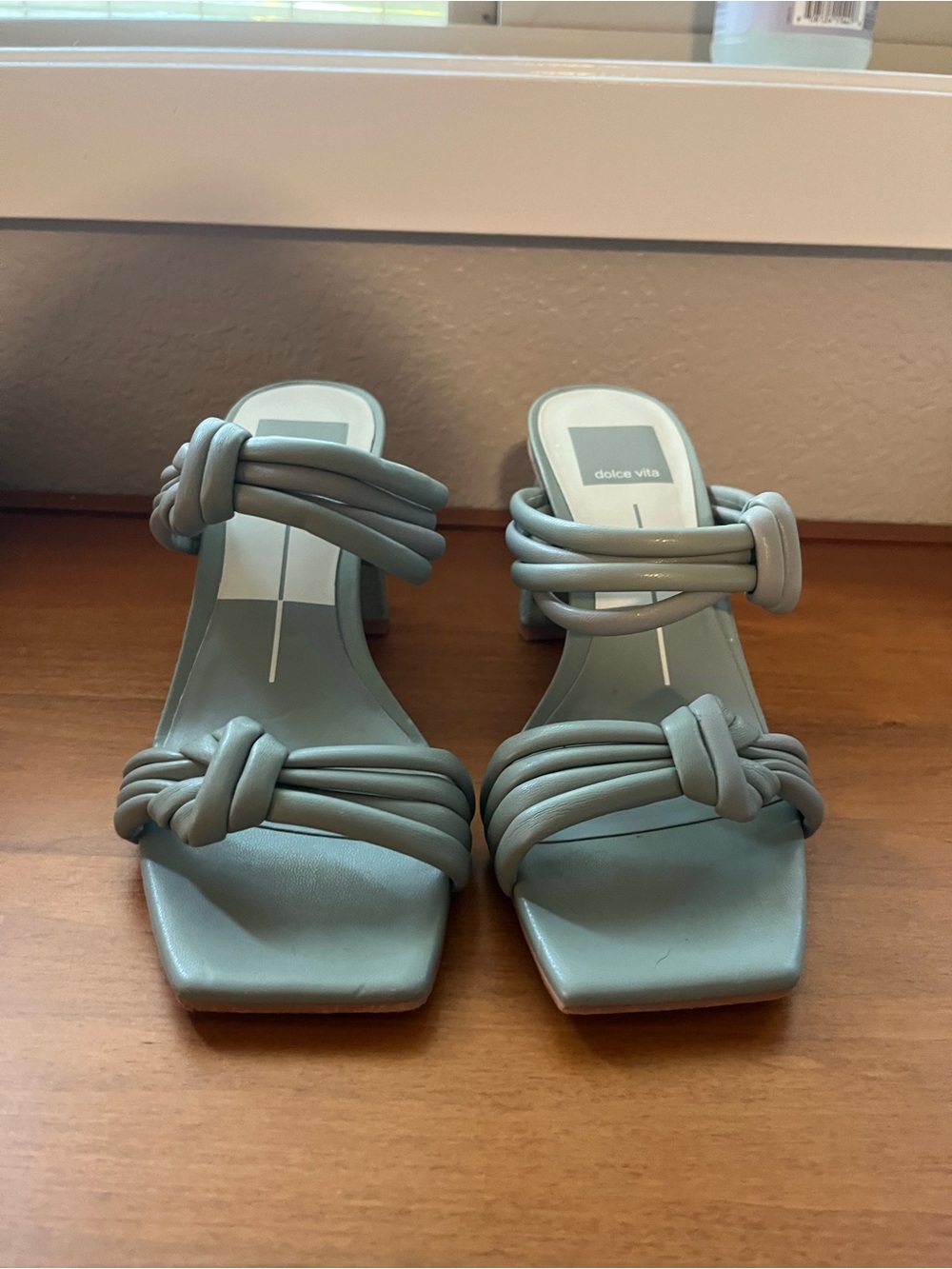 Dolce Vita Pastel Blue Knotted Strap Block Heel Sandals